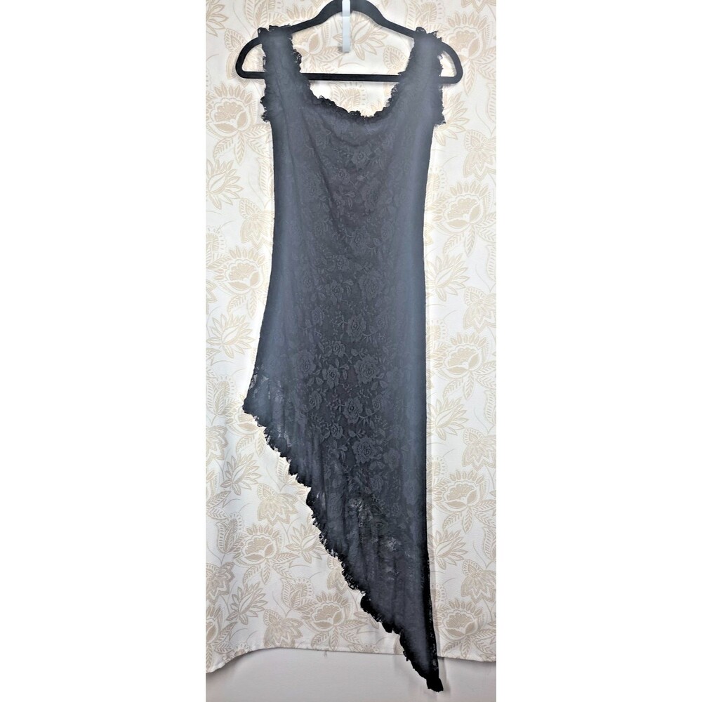 STEPS BELLA Black Lace Asymmetrical Off The Shoulder Dress MED Whimsy Goth Dark